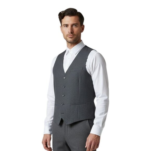 Perry Ellis Formal Suit Vest Waist Coat Blazers Grey Size L Large 21